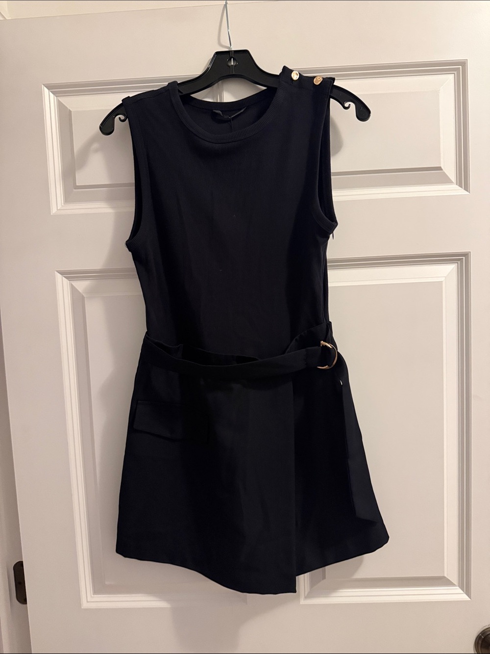 Sleeveless Black Belted Mini Romper NWT!